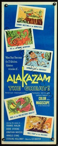 1q022 ALAKAZAM THE GREAT insert movie poster '61 early Japanese fantasy anime!