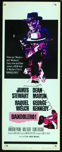 1q048 BANDOLERO insert movie poster '68 Raquel Welch, Dean Martin, James Stewart