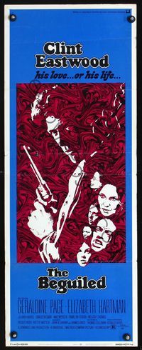 1q056 BEGUILED insert movie poster '71 cool art of Clint Eastwood, Geraldine Page, Don Siegel