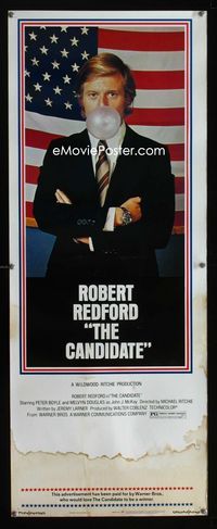 1q091 CANDIDATE insert movie poster '72 classic image of Robert Redford blowing chewing gum bubble!