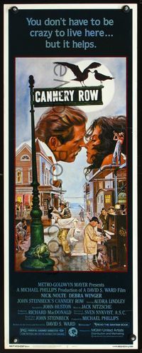 1q092 CANNERY ROW insert poster '82 kiss close up art of Nick Nolte & Debra Winger by John Solie!