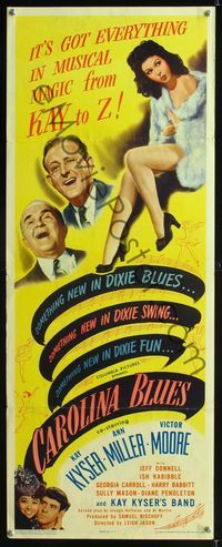 1q099 CAROLINA BLUES insert movie poster '44 Kay Kyser and His Band, Ann Miller & her sexy legs!