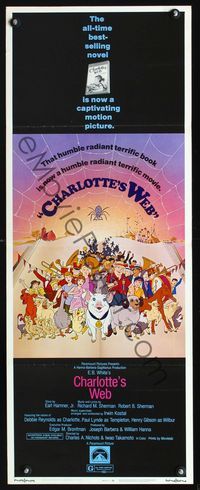 1q103 CHARLOTTE'S WEB insert movie poster '73 E.B. White's farm animal cartoon classic!