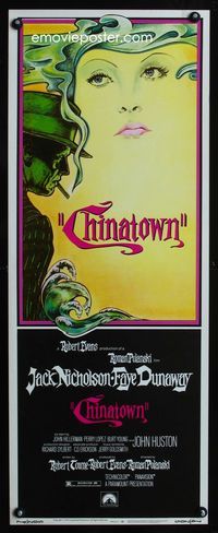 1q106 CHINATOWN insert movie poster '74 great art of Jack Nicholson & Faye Dunaway, Roman Polanski
