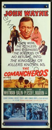 1q114 COMANCHEROS insert movie poster '61 cowboy John Wayne, Michael Curtiz