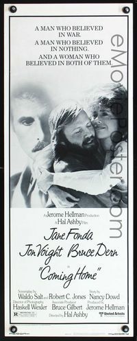 1q118 COMING HOME insert movie poster '78 Jane Fonda believes in Jon Voight & Bruce Dern!