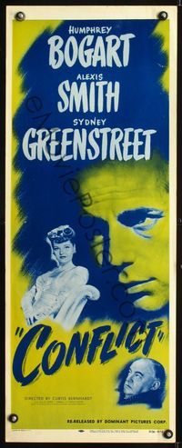1q120 CONFLICT insert movie poster R56 Humphrey Bogart, Alexis Smith, Sydney Greenstreet