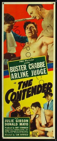 1q122 CONTENDER insert movie poster '44 barechested boxer Buster Crabbe in boxing ring!