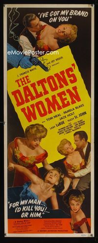 1q133 DALTONS' WOMEN insert movie poster '50 Tom Neal, Pamela Blake would kill for her man!