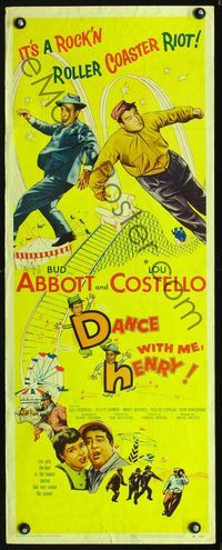 1q135 DANCE WITH ME HENRY insert movie poster '56 Bud Abbott & Lou Costello, cool rollercoaster art!