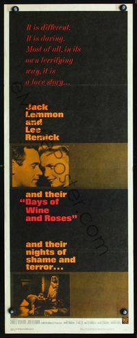 1q141 DAYS OF WINE & ROSES insert poster '63 Blake Edwards, alcoholics Jack Lemmon & Lee Remick!