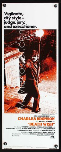 1q144 DEATH WISH insert movie poster '74 Charles Bronson is the judge, jury, and executioner!