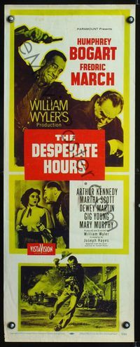 1q149 DESPERATE HOURS insert movie poster '55 Humphrey Bogart attacks Fredric March, William Wyler