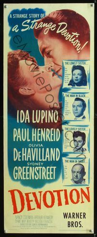 1q150 DEVOTION insert movie poster '46 Ida Lupino & Paul Henreid romantic close up artwork!