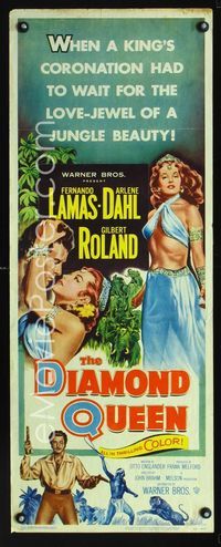 1q151 DIAMOND QUEEN insert movie poster '53 artwork of super sexy love-jewel Arlene Dahl!