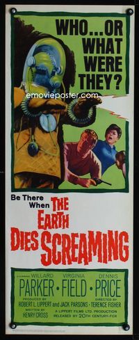 1q162 EARTH DIES SCREAMING insert movie poster '64 Terence Fisher sci-fi, who or what were they?