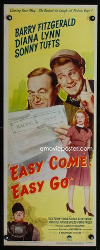 1q163 EASY COME, EASY GO insert '46 horse racing better Barry Fitzgerald studies the Racing Form!