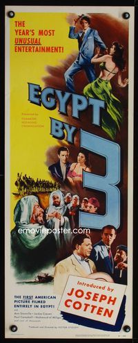 1q166 EGYPT BY 3 insert movie poster '53 the first American picture filmed entirely in Egypt!