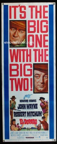 1q168 EL DORADO insert '66 John Wayne, Robert Mitchum, Howard Hawks, the big one with the big two!