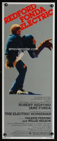 1q169 ELECTRIC HORSEMAN insert poster '79 great image of Robert Redford & Jane Fonda, Sydney Pollack