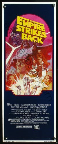 1q171 EMPIRE STRIKES BACK insert movie poster R82 George Lucas sci-fi classic, Tom Jung art!