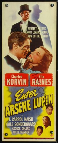 1q174 ENTER ARSENE LUPIN insert '44 romantic close up image of Charles Korvin and Ella Raines!