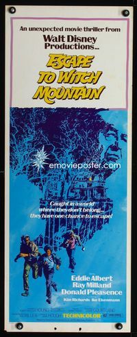1q178 ESCAPE TO WITCH MOUNTAIN insert poster '75 Disney, they're in a world where they don't belong!
