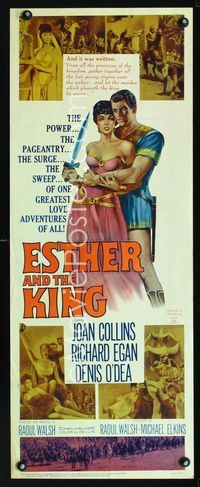 1q179 ESTHER & THE KING insert poster '60 Mario Bava, artwork of sexy Joan Collins & Richard Egan!