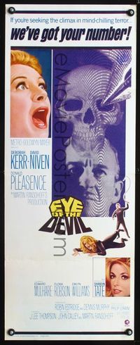 1q184 EYE OF THE DEVIL int'l insert poster '67 introducing sexy Sharon Tate, mind-chilling terror!