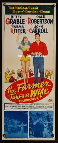 1q189 FARMER TAKES A WIFE insert movie poster '53 Betty Grable, Dale Robertson, Thelma Ritter