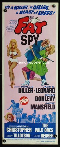1q192 FAT SPY insert movie poster '66 artwork of Phyllis Diller & super sexy Jayne Mansfield!