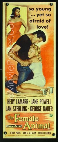 1q195 FEMALE ANIMAL insert movie poster '58 artwork of sexy Hedy Lamarr & Jane Powell!