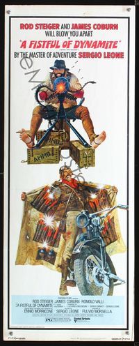 1q201 FISTFUL OF DYNAMITE insert movie poster '72 Sergio Leone's Giu la Testa, Robert McGinnis art!!