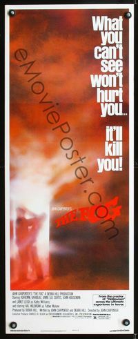 1q206 FOG insert movie poster '80 John Carpenter, bolt your doors or it'll kill you!