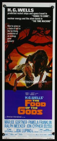 1q207 FOOD OF THE GODS insert movie poster '76 wild Drew Struzan giant rat horror art!