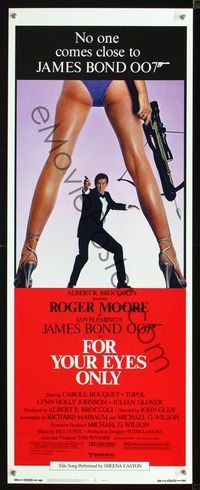 1q210 FOR YOUR EYES ONLY insert poster '81 no one comes close to Roger Moore as James Bond 007!