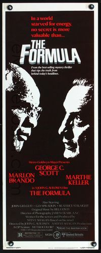 1q213 FORMULA insert movie poster '80 Marlon Brando, George C. Scott, John G. Avildsen