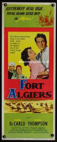 1q214 FORT ALGIERS insert movie poster '53 sexy Yvonne de Carlo in Africa!