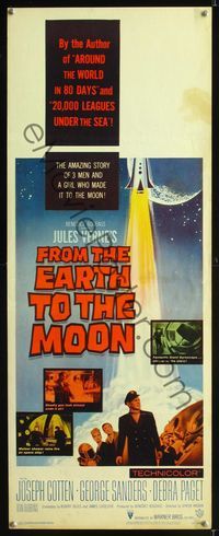 1q227 FROM THE EARTH TO THE MOON insert poster '58 Jules Verne's boldest adventure dared by man!