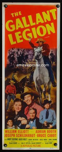1q232 GALLANT LEGION insert movie poster R55 great image of William Wild Bill Elliott on horseback!