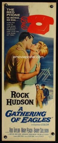 1q234 GATHERING OF EAGLES insert movie poster '63 romantic artwork of Rock Hudson & Mary Peach!