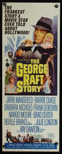1q236 GEORGE RAFT STORY insert movie poster '61 art of sexy Jayne Mansfield & Ray Danton!