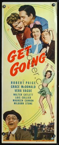 1q237 GET GOING insert movie poster '43 sexy Vera Vague, Robert Paige, Grace McDonald