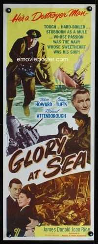 1q252 GLORY AT SEA insert movie poster '53 Trevor Howard as World War II Navy soldier, Gift Horse!