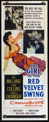 1q247 GIRL IN THE RED VELVET SWING insert '55 artwork of sexy Joan Collins, Ray Milland, Granger