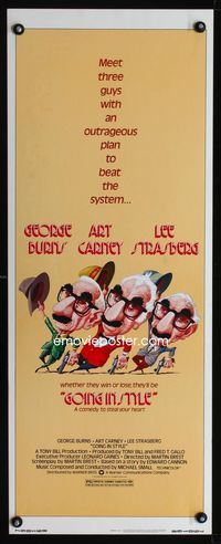 1q261 GOING IN STYLE insert movie poster '79 wacky art of George Burns, Art Carney & Lee Strasberg!