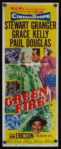 1q275 GREEN FIRE insert movie poster '54 Grace Kelly, Stewart Granger, Paul Douglas