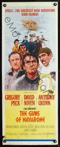 1q282 GUNS OF NAVARONE insert movie poster R66 Gregory Peck, David Niven, Anthony Quinn