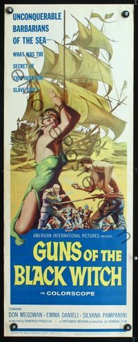 1q283 GUNS OF THE BLACK WITCH insert poster '61 super sexy art, unconquerable bararians of the sea!