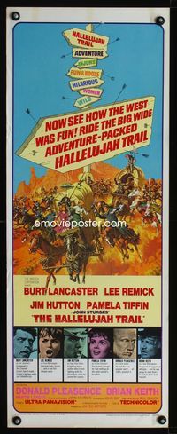 1q285 HALLELUJAH TRAIL insert poster '65 John Sturges, great wagon train art by Frank McCarthy!